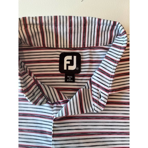 FootJoy Striped Polo, Men’s‎ Medium, White, Red, Gray